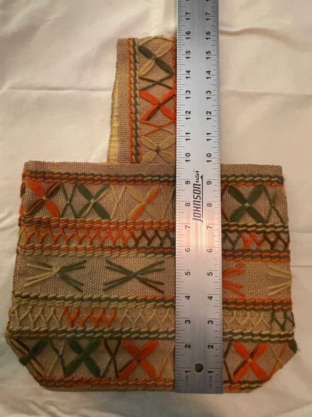 Purse - Natural Jute Burlap Vintage 1970's
